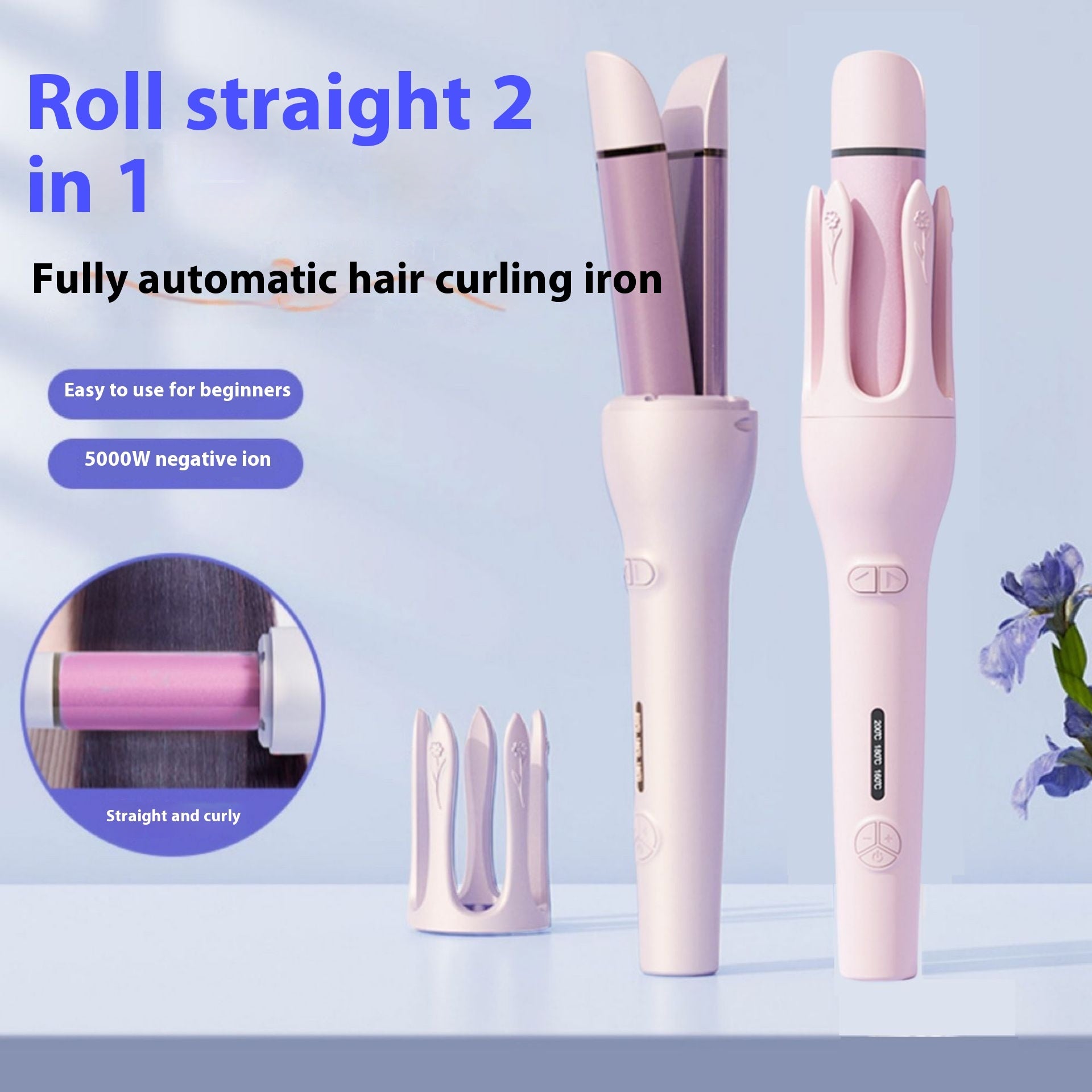 2 In 1 Automatic Hair Curler Negative Ion Electric Ceramic Straightener