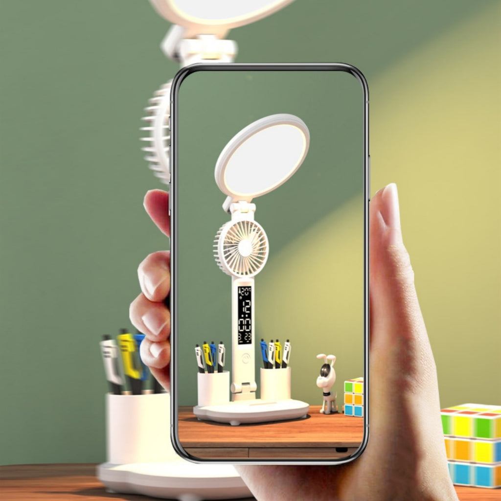 LED Clock, Plug-in Fan USB Dimmable Eye Protection Reading Night Light