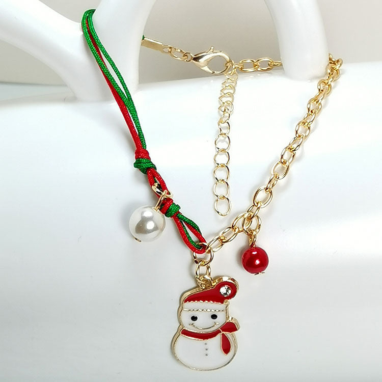 Christmas Snowman Santa Claus Tree Snowflake Elk Bracelet Chain Pendant