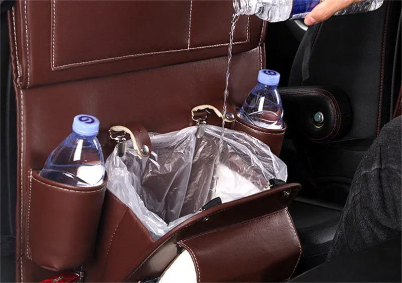PU Leather Car Storage Bag Multifunction Seat Back Tray