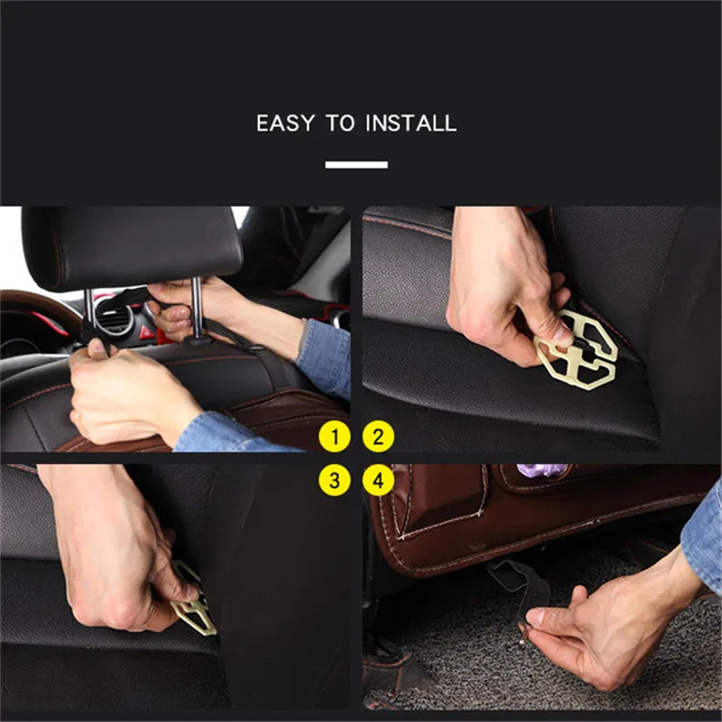 PU Leather Car Storage Bag Multifunction Seat Back Tray