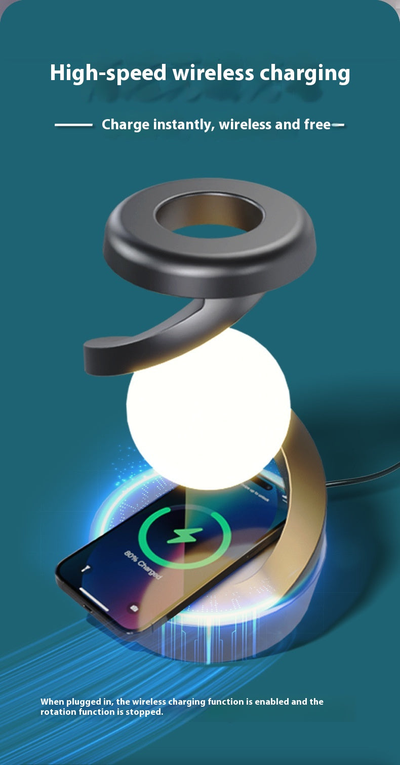 Rotating Moon Desk Lamp With Phone Wireless Charging Sensor