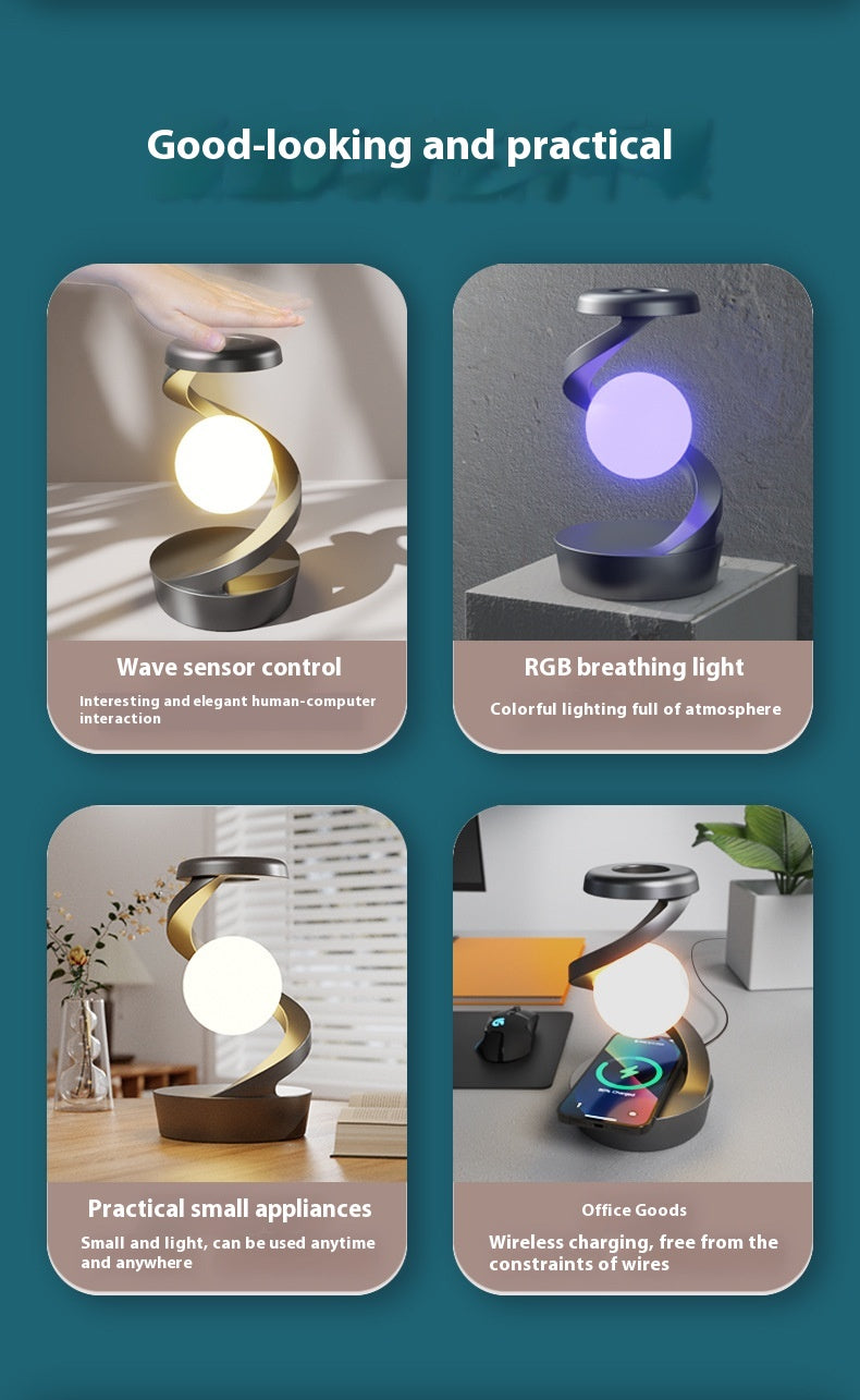 Rotating Moon Desk Lamp With Phone Wireless Charging Sensor