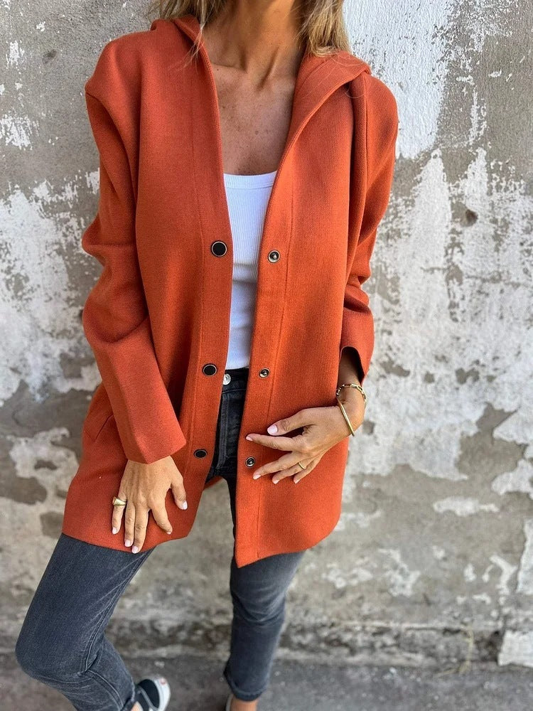 Casual Hooded Single-Breasted Cardigan Loose Solid Color Jacket