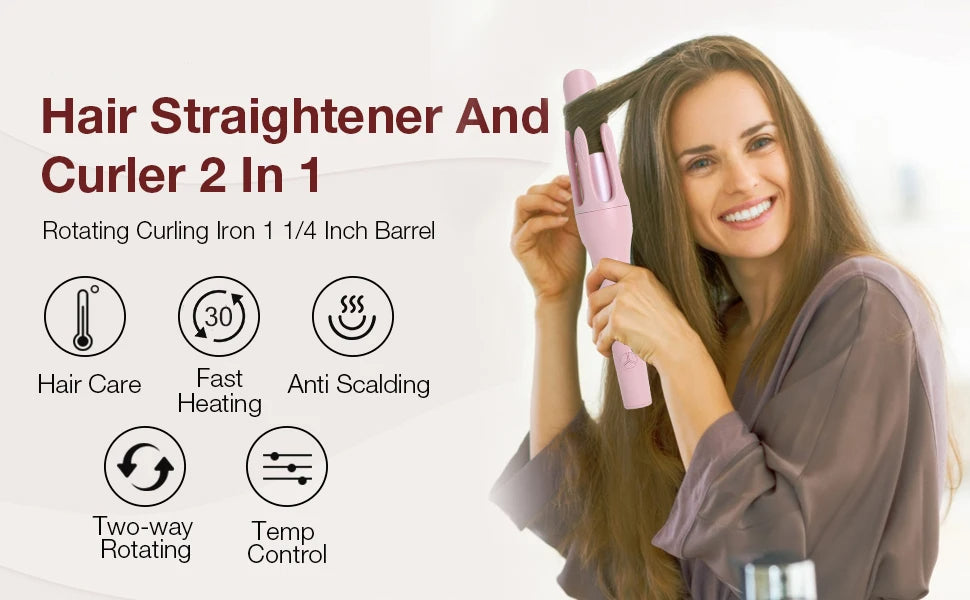 2 In 1 Automatic Hair Curler Negative Ion Electric Ceramic Straightener
