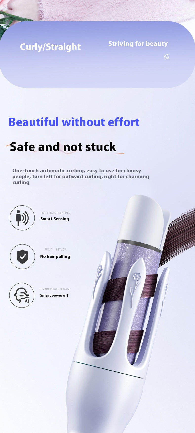 2 In 1 Automatic Hair Curler Negative Ion Electric Ceramic Straightener
