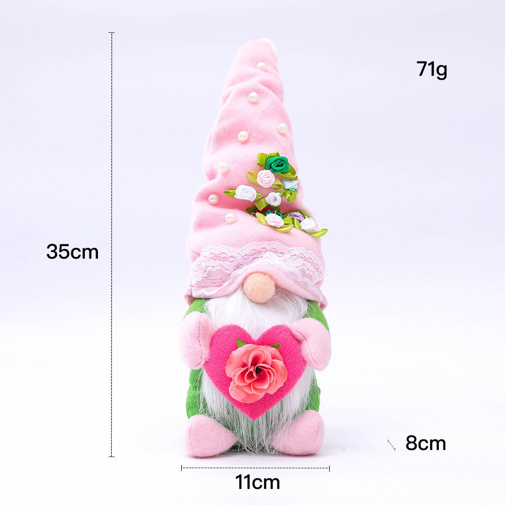 Valentine's Day Top Hat Pearl Flower Faceless Doll