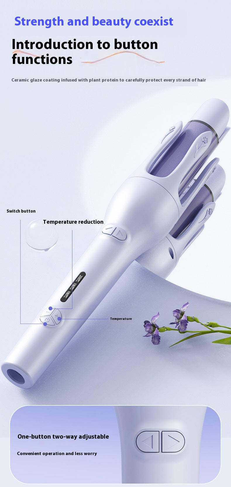 2 In 1 Automatic Hair Curler Negative Ion Electric Ceramic Straightener