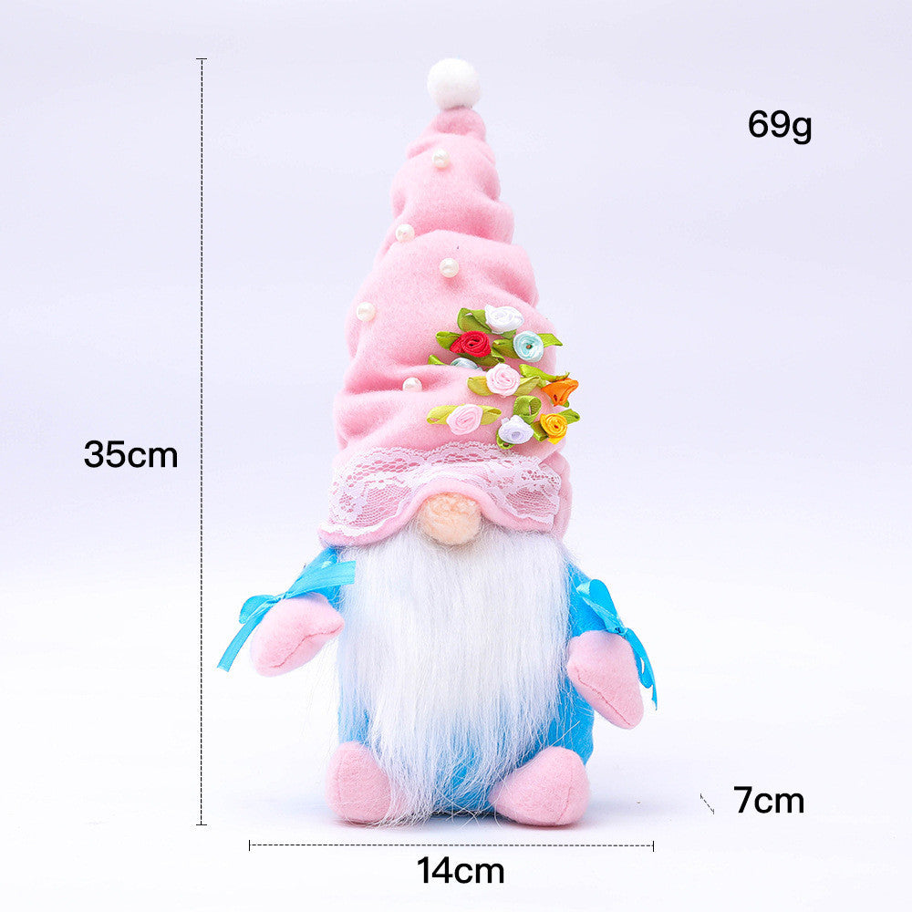 Valentine's Day Top Hat Pearl Flower Faceless Doll
