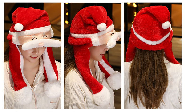 Novel Movable Christmas Hat Winter Cute Santa Claus Snowman Elk Hat