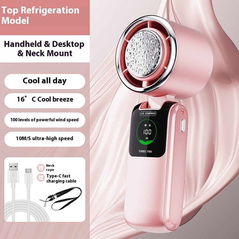 Ice Pack High-Speed Handheld and Hanging Neck Electric Fan