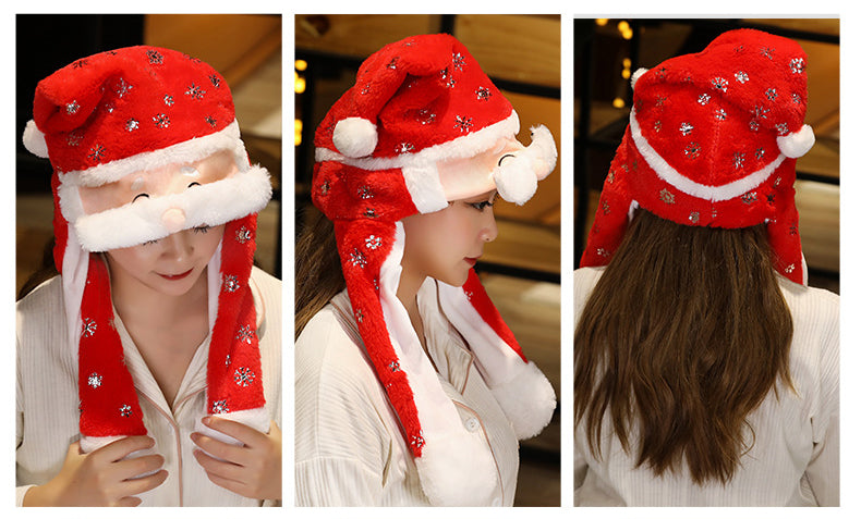 Novel Movable Christmas Hat Winter Cute Santa Claus Snowman Elk Hat