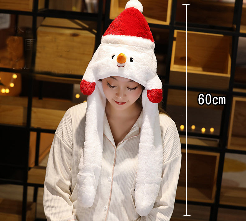 Novel Movable Christmas Hat Winter Cute Santa Claus Snowman Elk Hat
