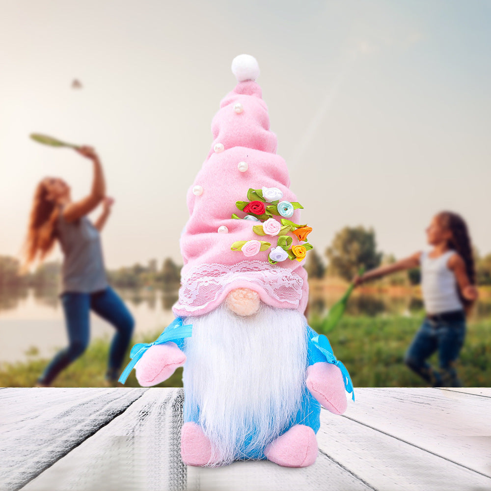 Valentine's Day Top Hat Pearl Flower Faceless Doll