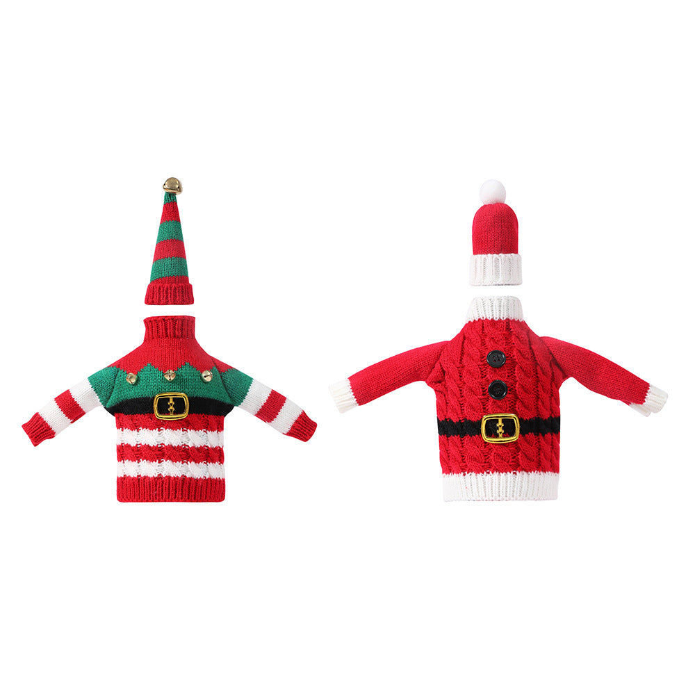 Christmas And New Year Decoration Knitted Clothes Wine Bottle