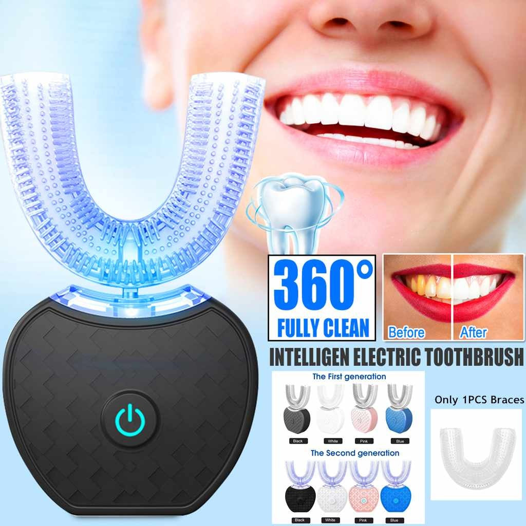 360 Degrees Intelligent Automatic Electric Waterproof Whitening Blue Light Toothbrush