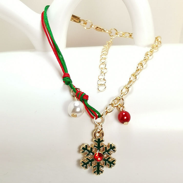 Christmas Snowman Santa Claus Tree Snowflake Elk Bracelet Chain Pendant