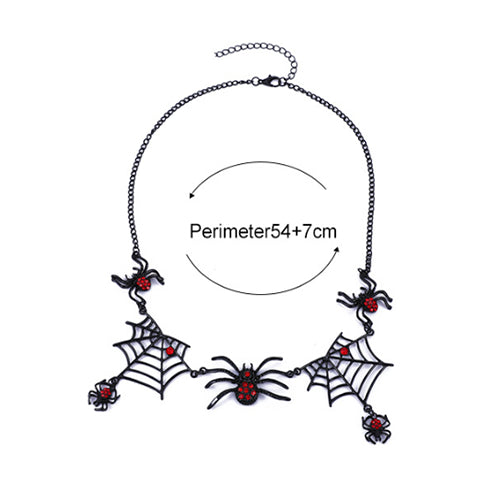 Halloween Spider And Spider Web Necklace