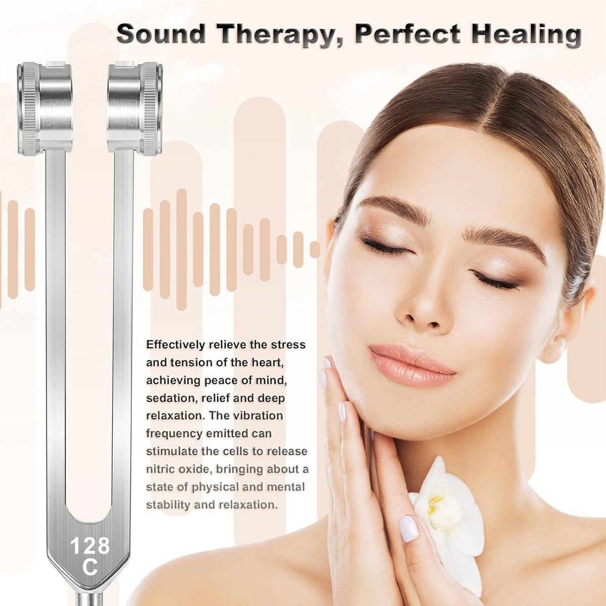 128 Hz Weighted Bio-Acoustic Tuning Fork For Healing Chakra,Sound Therapy,Relieve Stress