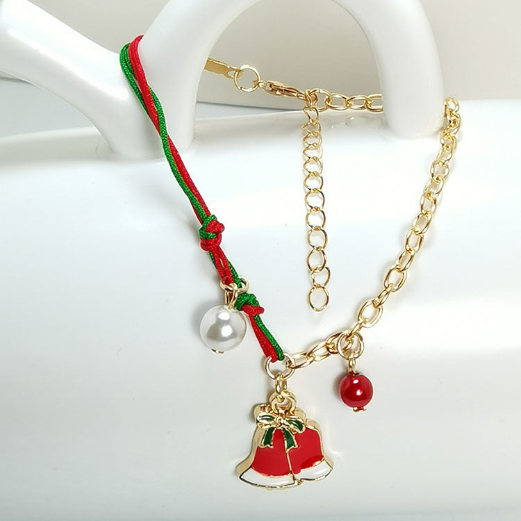 Christmas Snowman Santa Claus Tree Snowflake Elk Bracelet Chain Pendant